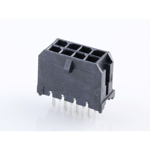 Molex Board Connector, 8 Contact(S), 2 Row(S), Male, Straight, Solder Terminal, Locking, Black Insulator, 430450828 - main